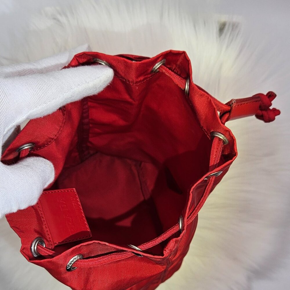Prada Red Nylon Mini Drawstring Bucket - Picture 13 of 17